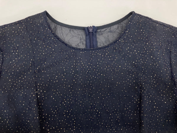 カエン Kaene ラメ ミックス エアリー ドレス DRESS チュール レース オーガンジー オケージョン 結婚式 フォーマル NAVY 紺 100955 ワンピース ネイビー SIZE36 104LT-215