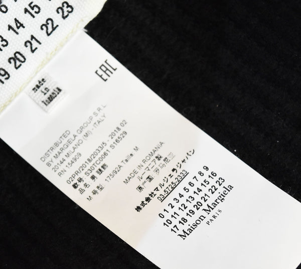 メゾンマルジェラ Maison Margiela 18AW ライン入り 4ステッチ リブニットキャップ 帽子 メンズ帽子 ニット帽 ブラック 103H-71