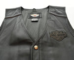 ハーレーダビッドソン  HARLEY DAVIDSON Skull Leather Vest  レザーベスト 黒 98132-08VM ベスト ブラック LLサイズ 103MT-1087