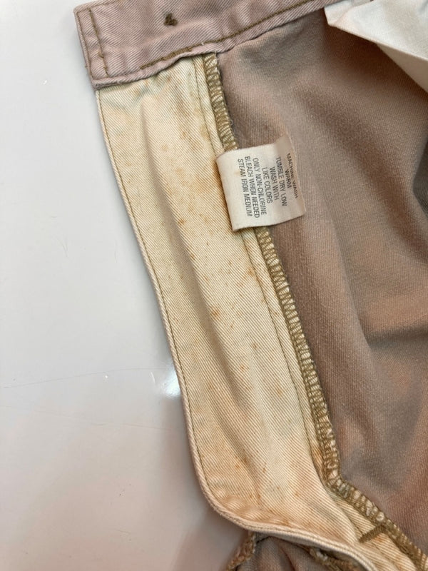 ダブルアールエル RRL 90s TACK CHINO PANTS タック チノ パンツ ジップフライ ワーク トラウザーズ 三ツ星タグ USA製 Ralph Lauren 薄茶 無地 チノパン ベージュ 31×34 104MB-342