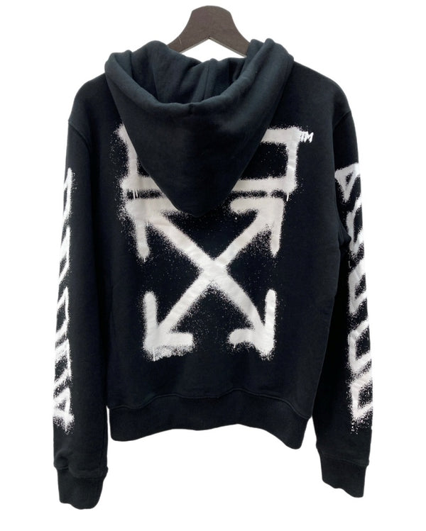 オフホワイト OFF-WHITE Spray Print zip Hoodie スプレー ロゴ プリント ジップアップ フーディ 黒 OMBE001S21FLE002 パーカ ロゴ ブラック Sサイズ 104MT-2231