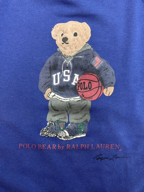 ラルフローレン RalphLauren 90s POLO BEAR SWEATSHIRT ポロ ベア スウェットシャツ トレーナー プリント 青 スウェット ロゴ ブルー Mサイズ 104MT-2304