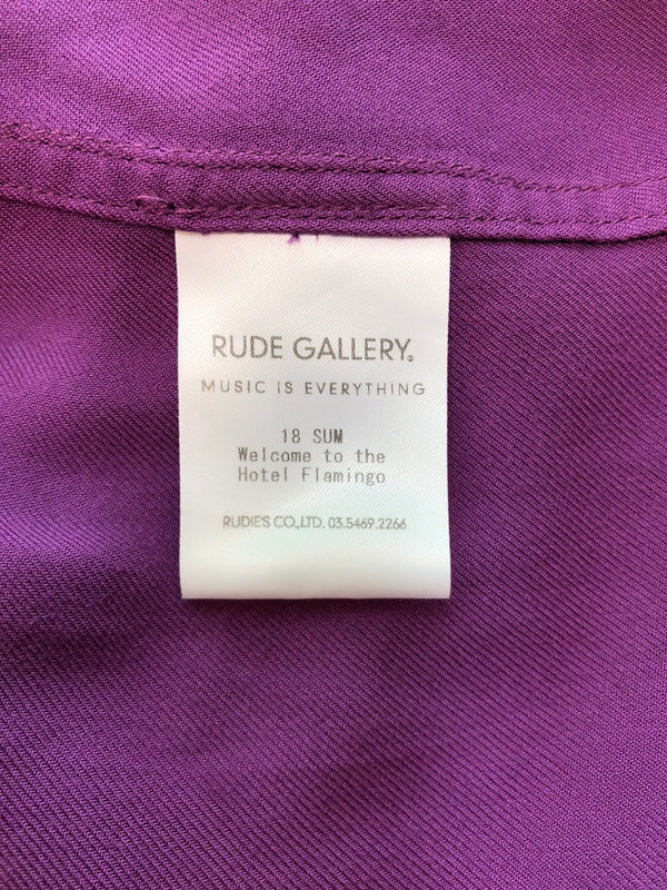 ルードギャラリー RUDE GALLERY EROSTIKA COLLABORATION SKA SHIRT コラボレーション スカシャツ オープンカラー 開襟 刺繍 アロハ 紫 サイズ3 半袖シャツ 刺繍 パープル 104MT-42