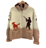 ヴィンテージ vintage 50's~60's 50～60年代 カウチンニット セーター ハンティング柄 2トーン  LIGHTNING ZIP カーディガン ホワイト 101MT-5076