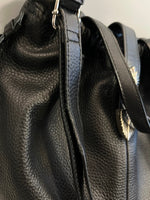 イアパピヨネ ear PAPILLONNER バックル 巾着ショルダーバッグ  本革 黒 2Way EAZ1021212A0008 バッグ レディースバッグ ショルダーバッグ・メッセンジャーバッグ ブラック 101bag-218