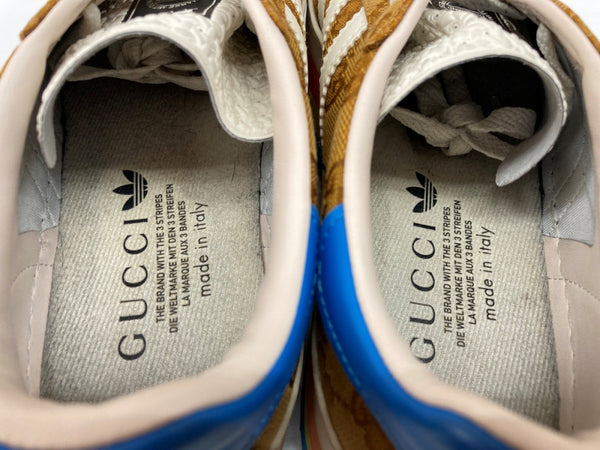 アディダス adidas × グッチ GUCCI 22SS ガゼル GAZELLE 707873 UWV20 ローカット 厚底 GG モノグラム GG柄 総柄 ベージュ系 HQ7085 レディース靴 スニーカー マルチカラー 25.5cm 104S-994