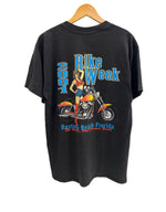 US US古着 00’s BIKE WEEK 2001 モーターサイクル アメリカンバイク ピンナップガール 両面プリント VINTAGE ヴィンテージ Tシャツ ブラック Lサイズ 101MT-4570