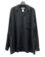 ヨウジヤマモト Yohji Yamamoto POUR HOMME OPEN SHIRT オープン シャツ ホワイトステッチ ブラウス 長袖 薄手 黒 HR-B49-249 サイズ 4 ジャケット 無地 ブラック 104MT-2118