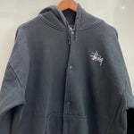 【曜日割引対象外】 ステューシー STUSSY × Champion 90's フルスナップボタン REVERSE WEAVE パーカ ブラック Lサイズ 201MT-4765 VB