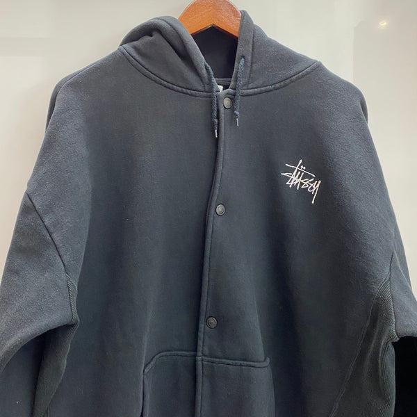 【曜日割引対象外】 ステューシー STUSSY × Champion 90's フルスナップボタン REVERSE WEAVE パーカ ブラック Lサイズ 201MT-4765 VB