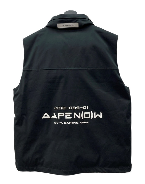 アベイシングエイプ A BATHING APE AAPE WAISTCOAT ウェスト コート ダウン ベスト 黒 AAPVCM7455XXH ベスト ロゴ ブラック XLサイズ 104MT-2152