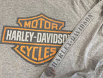 ハーレーダビッドソン HARLEY DAVIDSON 00's ©2004 シールドロゴ プリント モーターサイクル 袖プリント XL ロンT グレー LLサイズ 101MT-4110