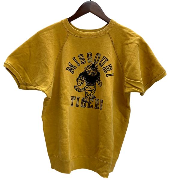 【曜日割引対象外】 ヴィンテージ vintage ARTEX 60's 70's フロッキープリント 半袖スウェット スウェット イエロー Lサイズ 201MT-4789 VB