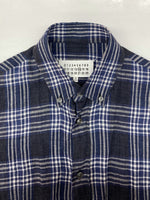 メゾンマルジェラ Maison Margiela LINEN CHECK SHIRT リネン チェック シャツ ボタンダウン BD 長袖 麻 薄手 青 S50DL0282 S44742 サイズ 38 長袖シャツ チェック ブルー 104MT-1072
