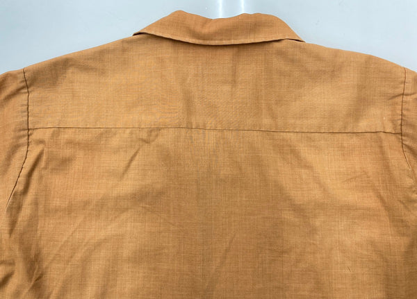 ヴィンテージ vintage 60's 60年代 Man Crest オープンカラー 開襟 ボックスシルエット 長袖シャツ 刺繍 ブラウン Mサイズ 104MT-1719