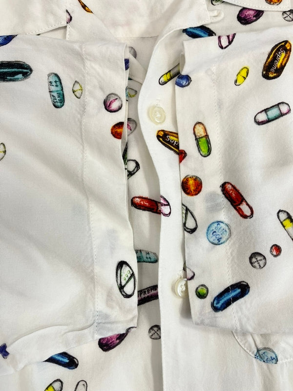 シュプリーム SUPREME Pills Rayon Shirt ピルスレーヨンシャツ 白 半袖シャツ ホワイト Mサイズ 101MT-4478