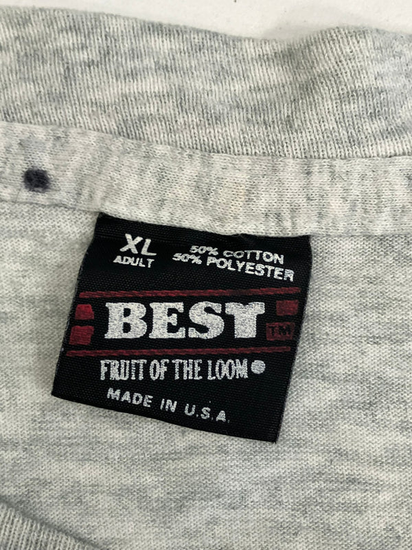 ヴィンテージ vintage 90's 90年代 FRUIT OF THE LOOM BESTタグ BUDWEISER バドワイザー パロディ  アメリカ製 MADE IN USA XL Tシャツ グレー LLサイズ 101MT-4107