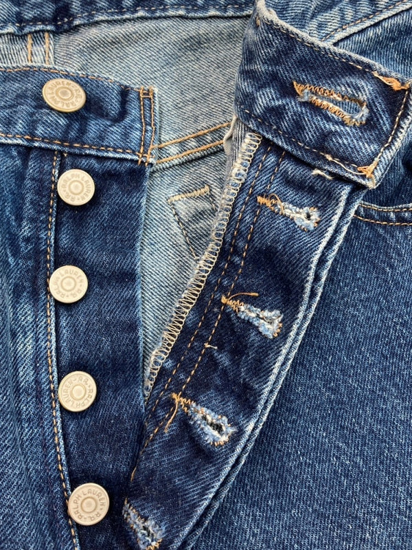 ダブルアールエル RRL DENIM PANTS デニム パンツ ボタンフライ ジーパン ジーンズ USA製 Ralph Lauren インディゴ 青 ロゴ 36-4609955WXS デニム ブルー サイズ 32 104MB-217