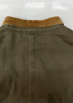 ラルフローレン RalphLauren 90s DUCK JACKET ダック ジャケット ワーク 革パッチ 襟コーデュロイ 裏地ブランケット USA製 アウター 緑 ジャケット ロゴ カーキ XLサイズ 104MT-1380