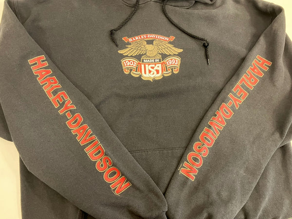 ハーレーダビッドソン HARLEY DAVIDSON 90's 90年代 vintage ヴィンテージ イーグル ロゴ プリント MADE IN USA アメリカ製 パーカ ブラック Lサイズ 101MT-4237