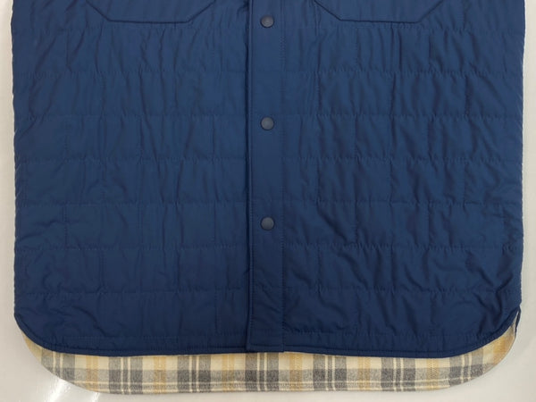 パタゴニア Patagonia 14AW REVERSIBLE QUILTING JACKET リバーシブル キルティング ジャケット 裏チェック ボタン アウター 紺 27500FA14 ジャケット ロゴ ネイビー Sサイズ 104MT-2157