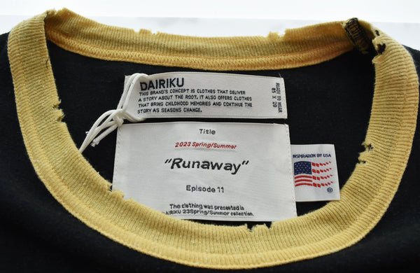ダイリク DAIRIKU New Trim Tee リンガー Tシャツ Tee 23SS C-4 Tシャツ ブラック Lサイズ 103MT-2547
