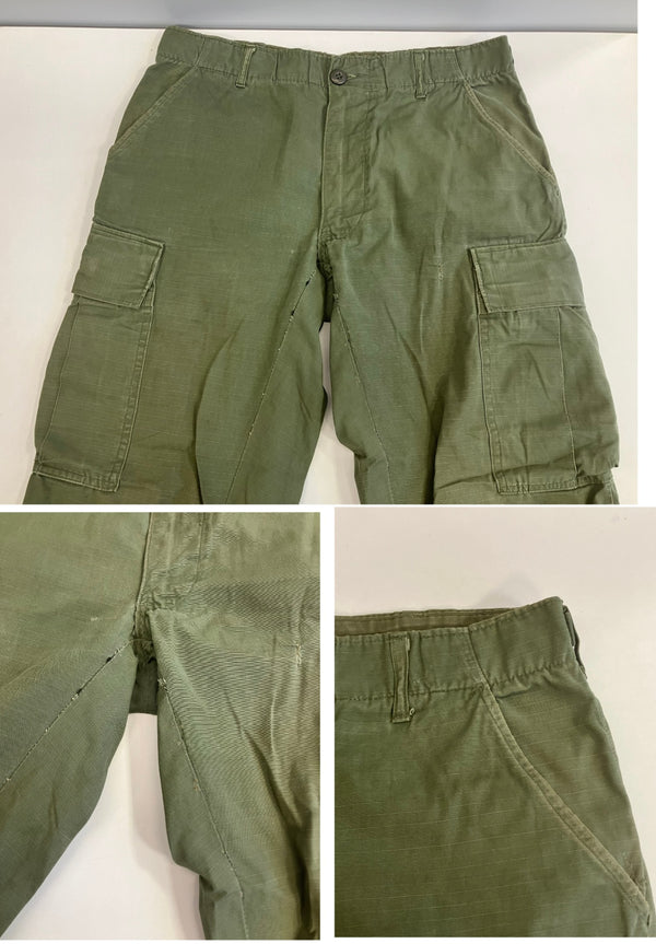 ミリタリー Military 60's 60年代 US ARMY 米軍 ジャングルファティーグ カーゴパンツ リップストップ  VINTAGE ヴィンテージ カーゴパンツ カーキ LONG SMALL 101MB-714