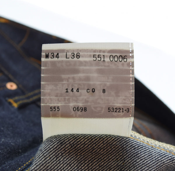 リーバイス Levi's 551ZXX DEAD STOCK デッドストック アメリカ製 復刻 555 バレンシア 工場 98年製 LVC BIG E 隠しリベット 505 551-0006 デニム ブルー W34L36 103MB-599