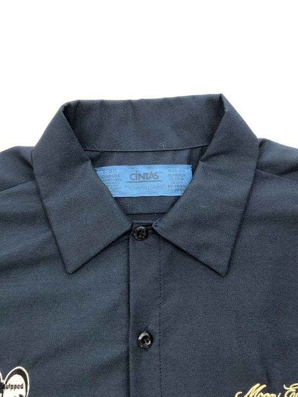シンタス CiNTAS ワークシャツ 半袖 シャツ 刺繍 MOON EQUIPPED 紺 104583-020 半袖シャツ ロゴ ネイビー Lサイズ 104MT-129