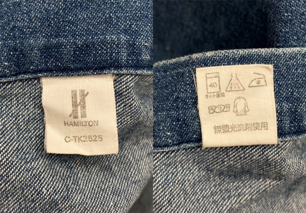 ラルフローレン RalphLauren POLO COUNTRY 90s BUTTONDOWN DENIM SHIRT ボタンダウン デニム シャツ ハミルトン社 長袖 インディゴ 青 長袖シャツ ロゴ ブルー Mサイズ 104MT-2265