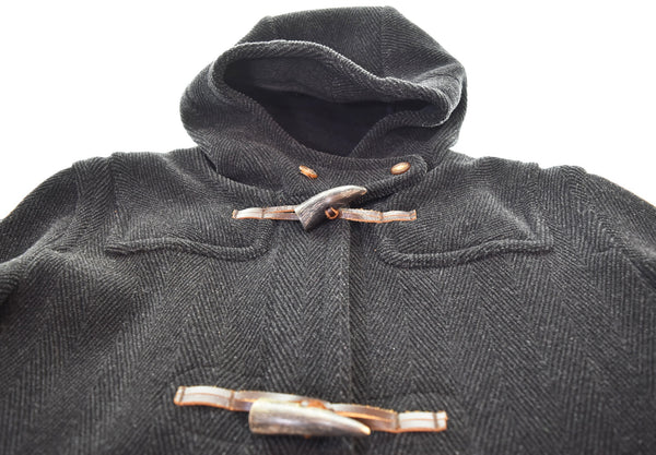 オールドイングランド OLD ENGLAND ダッフル コート ヘリンボーン トグルボタン ロングコート フード  34 コート ブラック 103MT-3103