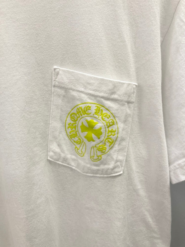 クロムハーツ CHROME HEARTS バックプリント ロゴ プリントTシャツ ポケットTシャツ 白  Tシャツ ホワイト Lサイズ 101MT-2808