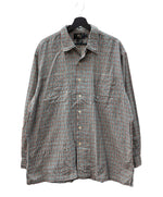 ダブルアールエル RRL 90s 90年代 三ツ星タグ オープンカラー 開襟 ボックス ポケット  長袖シャツ チェック マルチカラー Lサイズ 104MT-2059