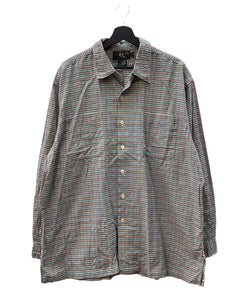 ダブルアールエル RRL 90s 90年代 三ツ星タグ オープンカラー 開襟 ボックス ポケット  長袖シャツ チェック マルチカラー Lサイズ 104MT-2059