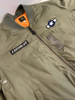 ア ベイシング エイプ A BATHING APE Busy Shark Loose Fit MA-1 Jacket ビジーシャークMA-1ブルゾン フライトジャケット 001HJI301001M XL ジャケット カーキ LLサイズ 101MT-4495