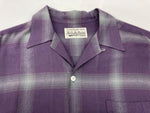 ワコマリア WACKO MARIA OMBRE CHECK OPEN COLLAR SHIRT オンブレ チェック オープンカラー 半袖 シャツ 紫 半袖シャツ チェック パープル Lサイズ 104MT-1743