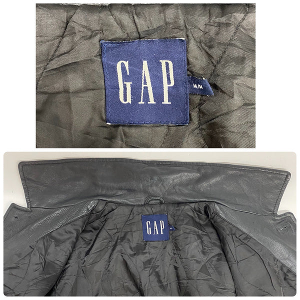 【曜日割引対象外】 ギャップ GAP 90's old gap カーコート レザージャケット コート ブラック Mサイズ 201MT-3807 VB
