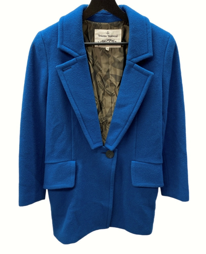 ヴィヴィアンウエストウッド VivienneWestwood アングロマニア ANGLOMANIA CHESTER COAT チェスター コート  バックベルト BLUE 青 15-01-642013 86001M ジャケット 無地 ブルー SIZE38 104LT-18 |  古着通販のドンドンサガール