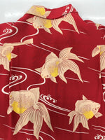 サンサーフ SUN SURF ALOHA SHIRT アロハ シャツ ハワイアン オープンカラー ボタン GOLDFISH 金魚 開襟 長袖 薄手 赤 SS24845 長袖シャツ 総柄 レッド Sサイズ 104MT-2326