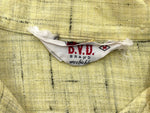 ヴィンテージ vintage 50s 60s B.V.D. オープンカラー 開襟 丸襟 カスリ 黄色 長袖シャツ 総柄 イエロー Mサイズ 104MT-1372