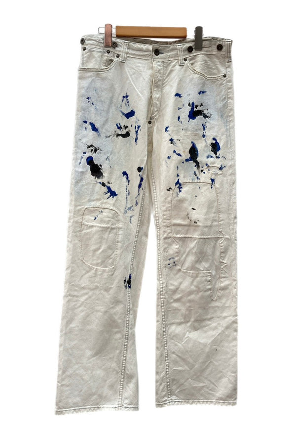 ラルフローレン RalphLauren ペンキデニム ホワイトデニム ドーナツボタン サスペンダーボタン シンチバック  デニム ホワイト サイズ 32/30 104MB-363