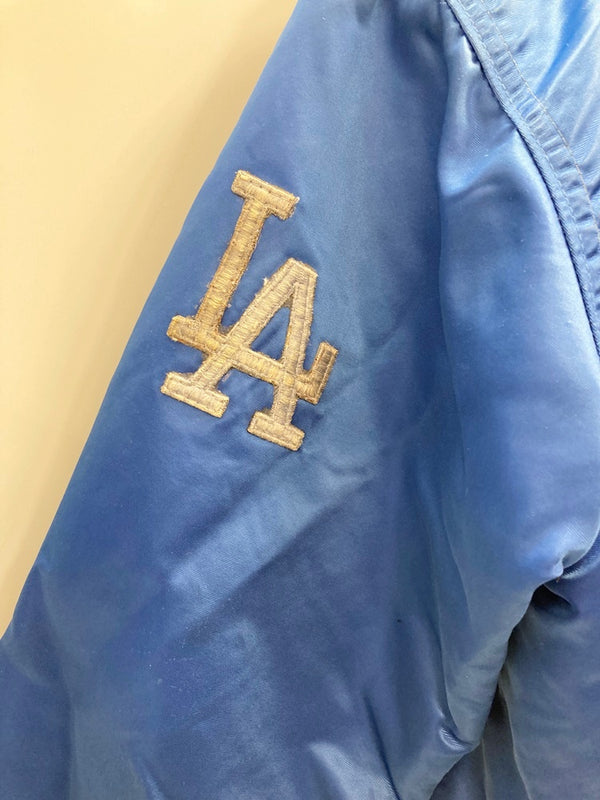 スターター STARTER MLB Dodgers ドジャース スタジャン  US古着 ナイロンジャケット ワッペン ジャケット ロゴ ブルー Mサイズ 101MT-2376