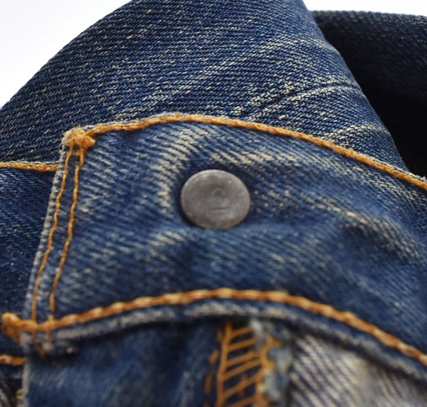 リーバイス Levi's 70's 501 BIG E 後期 ボタン裏 6 両面不均等V 通常R セルヴィッジ裏両面シングル 平行ステッチ 股下リペア VINTAGE ヴィンテージ デニム ブルー 103MB-573