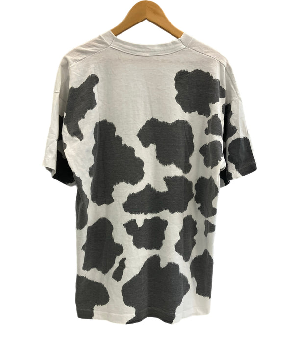 ヴィンテージ vintage 90's 90年代 PARTY TILL THE COWS COME HOME DRINK MILK 牛 ホルスタイン アニマルT 総柄 シングルステッチ - Tシャツ ホワイト 101MT-3916