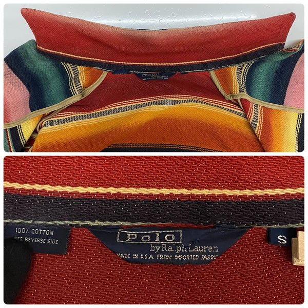 【曜日割引対象外】 ラルフローレン RALPH LAUREN 80's 90's ネイティブ柄 ラグジャケット 三角タグ USA製 ジャケット マルチカラー Sサイズ 201MT-4050 VB