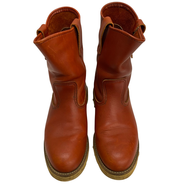 【曜日割引対象外】 レッドウィング RED WING 90's USA製 緑犬タグ 6.5 E ペコスブーツ メンズ靴 ブーツ ペコスタイプ ブラウン 25cmサイズ 201-shoes1474 VB