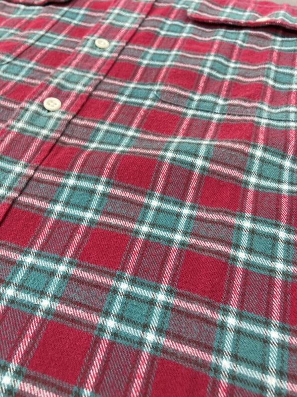 ダブルアールエル RRL 90s FLANNEL SHIRT フランネル シャツ ネルシャツ ボタン 三ツ星タグ Ralph Lauren 赤 長袖シャツ チェック レッド Sサイズ 104MT-2250
