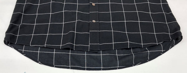 ステューシー STUSSY LIGHT WEIGHT CLASSIC SHIRT ライト ウェイト クラシック ステンカラー フロントボタン 胸ポケット ロゴ 刺繍 BLACK 黒 長袖シャツ チェック ブラック Lサイズ 104MT-1775