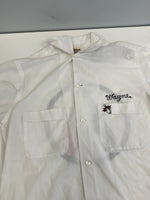 ヒルトン Hilton 50's～60's 50年代後半〜60年代初期 黒タグ初期 SINGLE NEEDLE ボウリングシャツ オープンカラー 開襟 刺繍 プリント Vintage ヴィンテージ 半袖シャツ ホワイト Sサイズ 101MT-4168