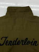 テンダーロイン TENDERLOIN 10SS T-BOWL SHT S/S ボーリングシャツ 開襟 バックロゴ チェーンステッチ 刺繍 OLIVE オリーブ KHAKI 緑 半袖シャツ ロゴ カーキ Sサイズ 104MT-658